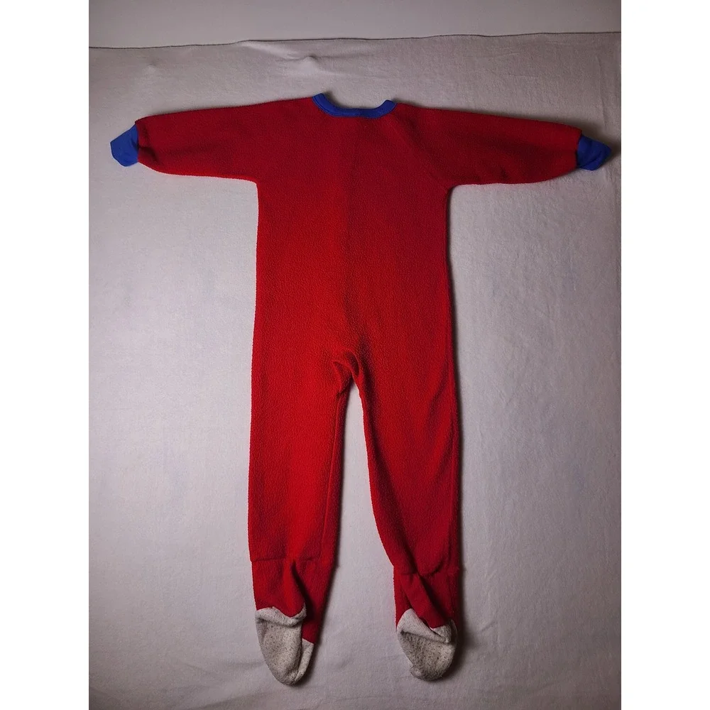 VTG Y2K 90s Sesame Street Footed Sleeper Kids 4T Red Fleece Zipper Front Kmart